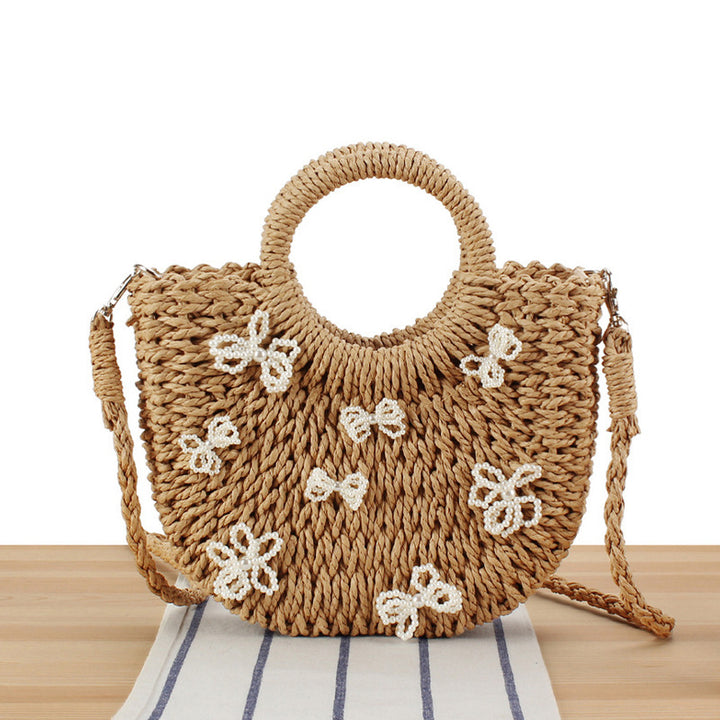 Straw Bag with Floral Design Skanto
