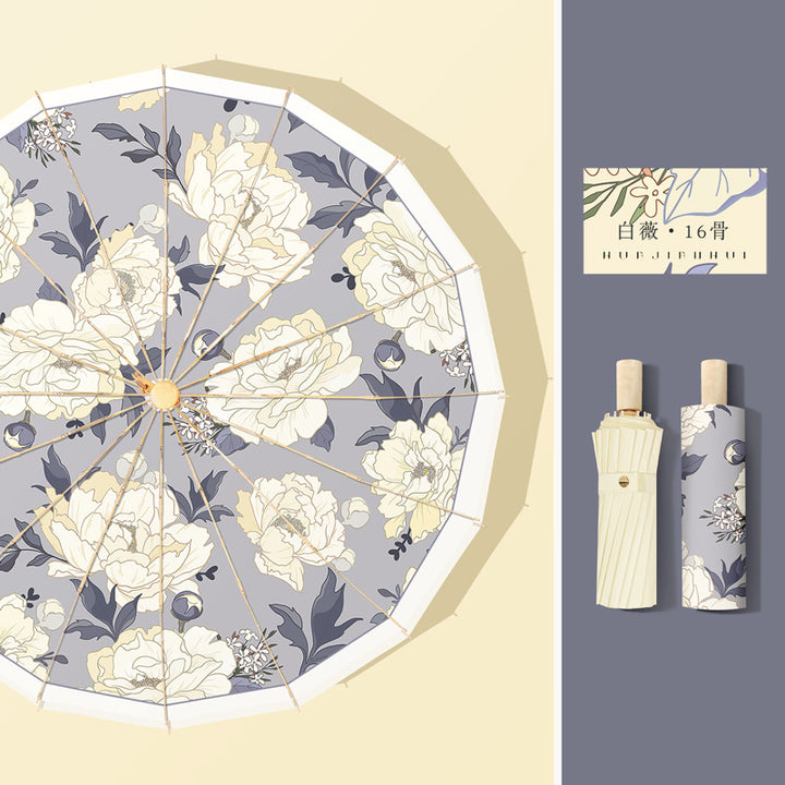 Dame elegant blomster-paraply Skanto