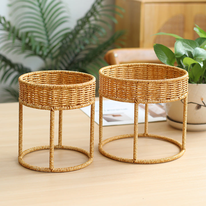 Unisex Moderne planteholder med flettet kurv og metallramme Skanto