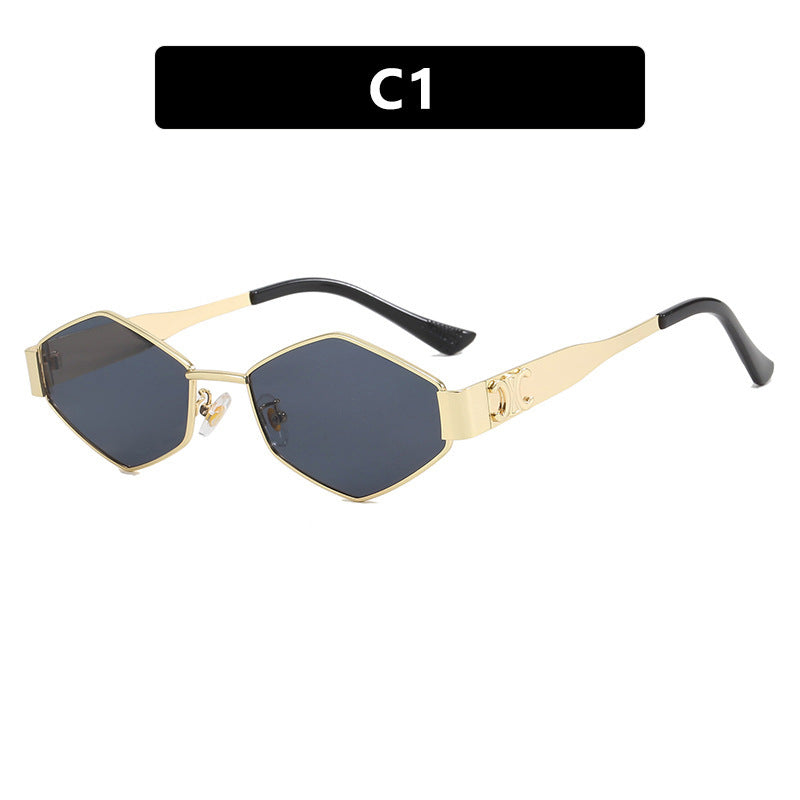 Dame moterett solbrille med unik sekskantet ramme Skanto