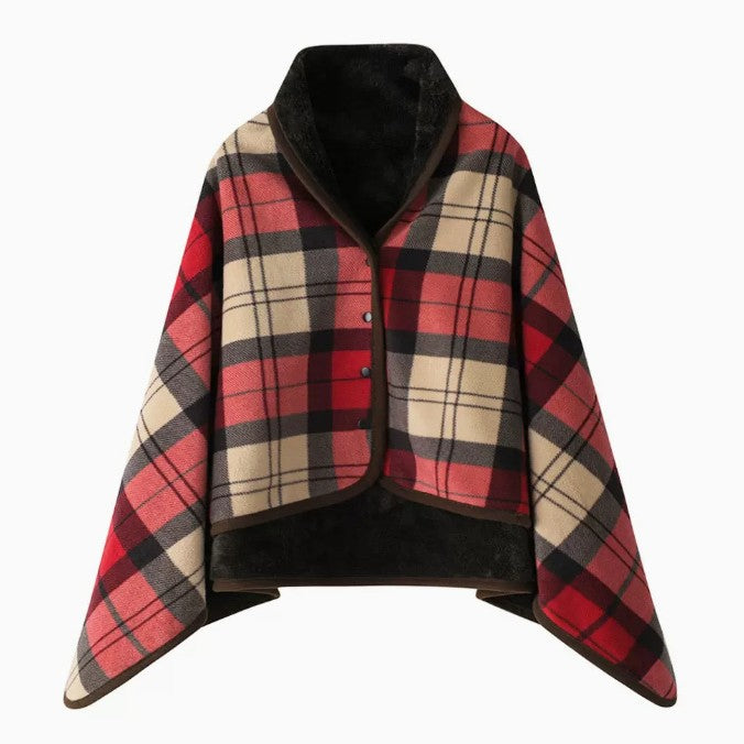 Dame elegant varmholdende Poncho-teppe Skanto