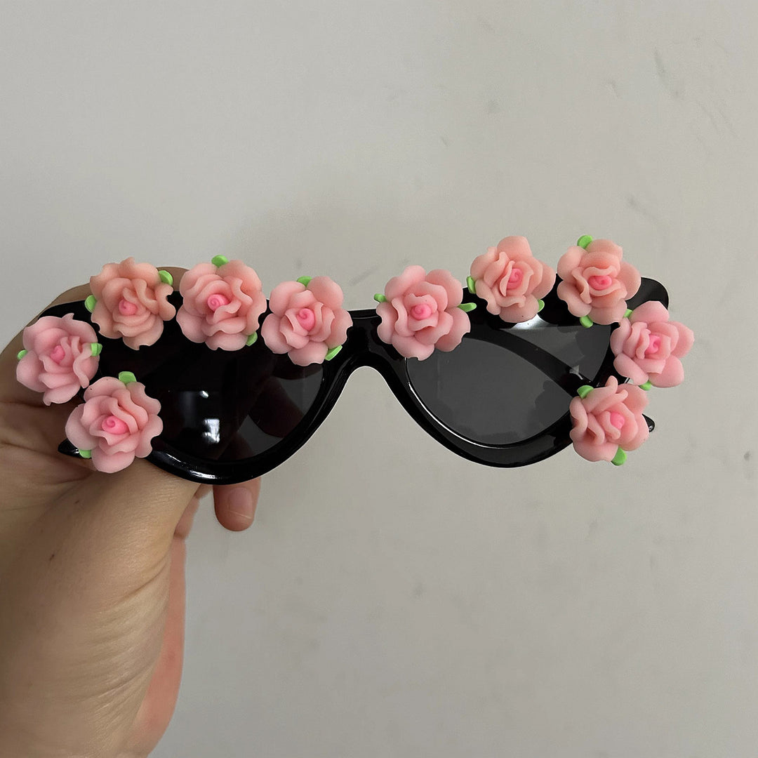 Dame Cat-Eye solbriller med blomsterdekor Skanto
