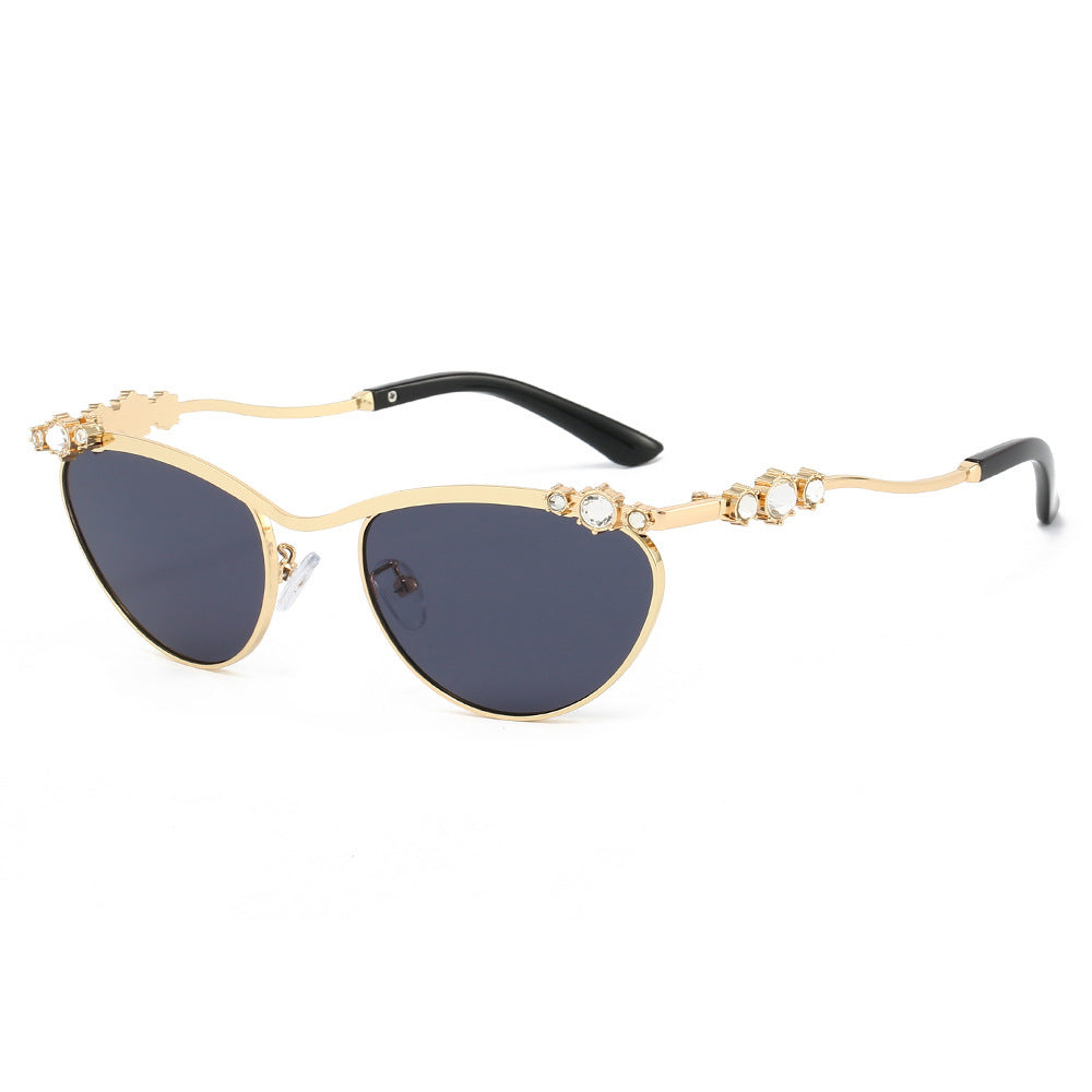 Dame Cat-Eye Solbriller med glitrende steindekor Skanto