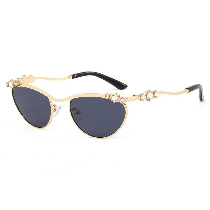 Dame Cat-Eye Solbriller med glitrende steindekor Skanto