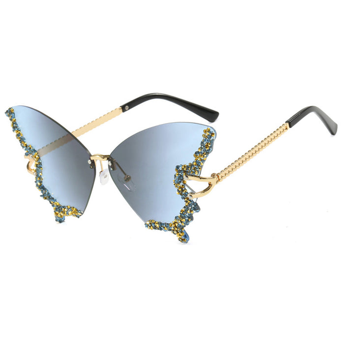 Dame stor Cat-Eye solbriller med glitrende strassdekorasjon og elegant ramme Skanto