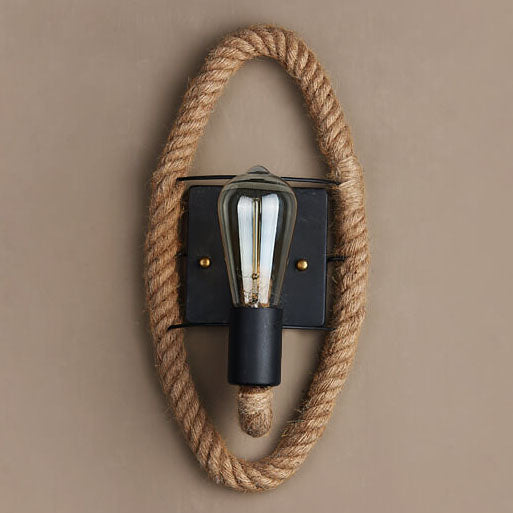 Skanto Vegglampe | Vintage Stil | Hamp Tau Lampe Design | Unik Dekorasjon | Miljøvennlig Vegglampe