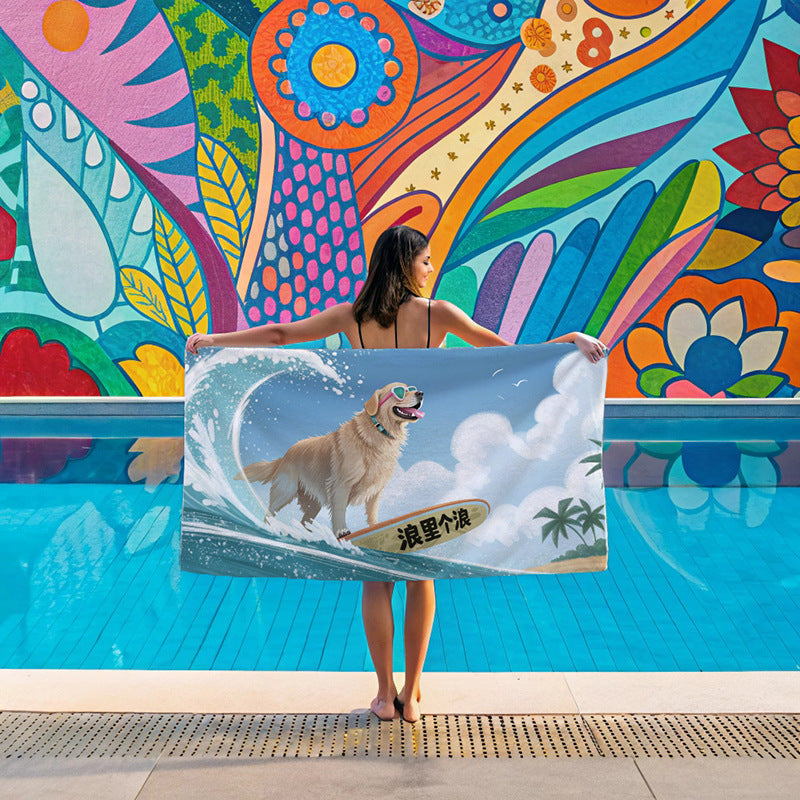 Women's beach towel with vibrant palm motif Skanto