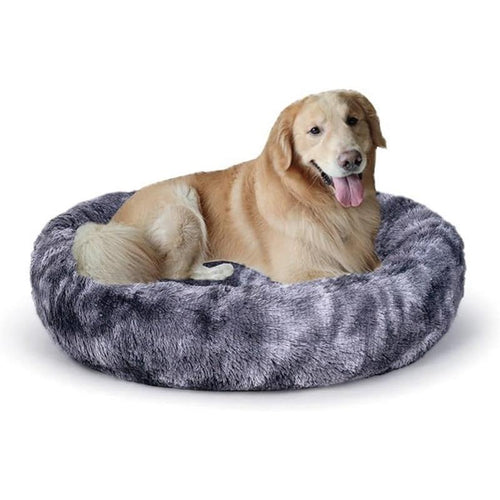Plyss rund ortopedisk hundeseng