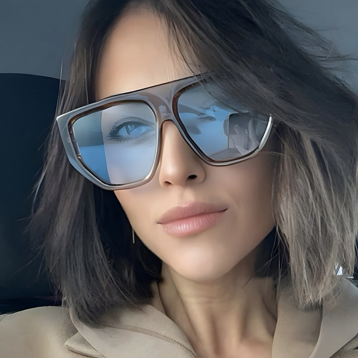 Dame fashionable oversized solbriller med innovativ ramme Skanto