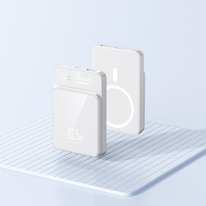 Bærbar Powerbank med trådløs ladingsfunksjon og digital temperaturvisning Skanto