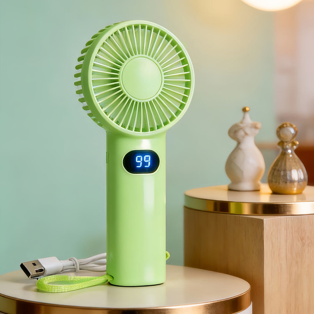 Damehåndvifte med digitalt temperaturdisplay Skanto