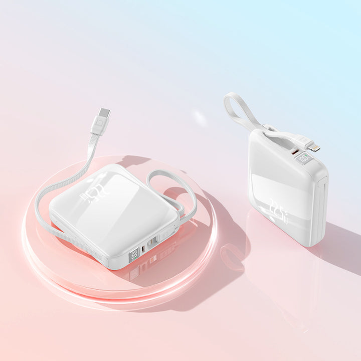 Bærbar Powerbank med Innebygd Ladekabel og Digital Skjerm Skanto