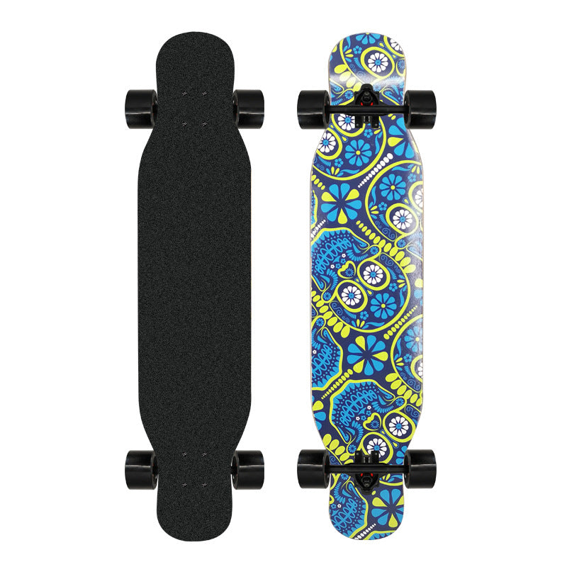 Kunstnerisk løveprydet longboard Skanto