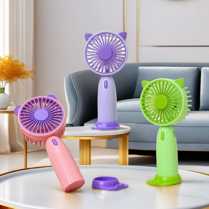 Dame portable mini håndholdt vifte med kattetører Skanto