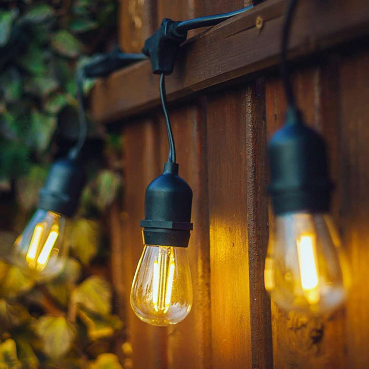 Vintage LED Filament Globe String Lights Utendørs Patio Lyspære Garland Skanto