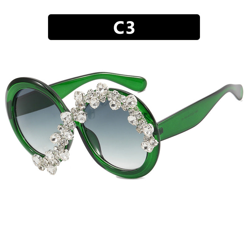 Dame Glamourøs Solbrille med Strassapplikasjoner Skanto