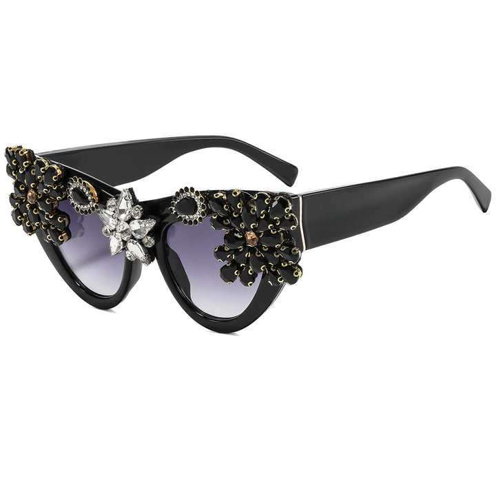 Damer ekstravagant dekorert Cat-Eye-solbrille Skanto