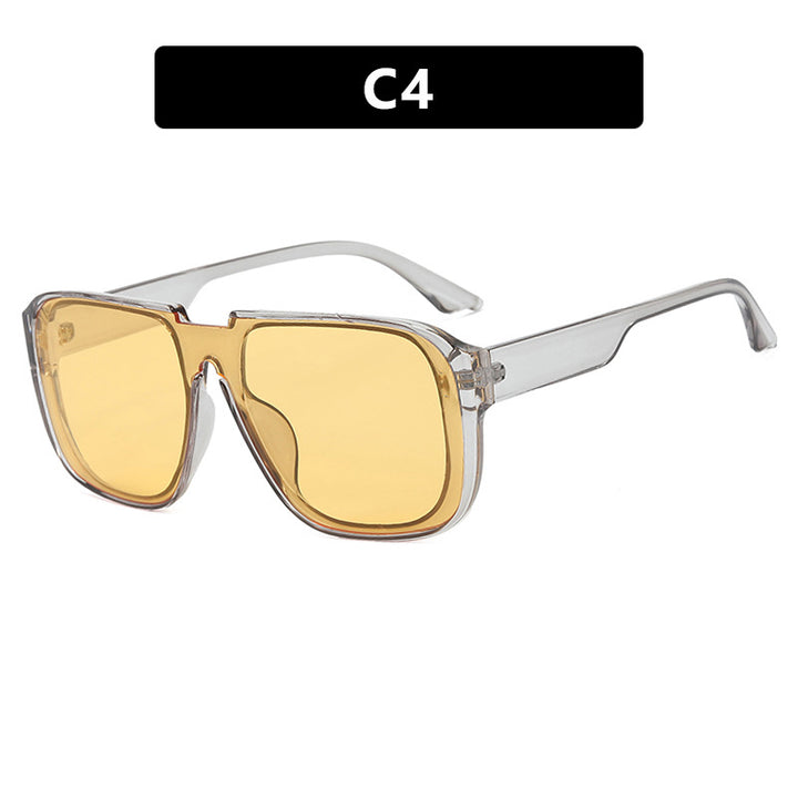 Dame trendy firkantet solbrille med gjennomsiktig, grønn ramme og beskyttende UV-filter Skanto