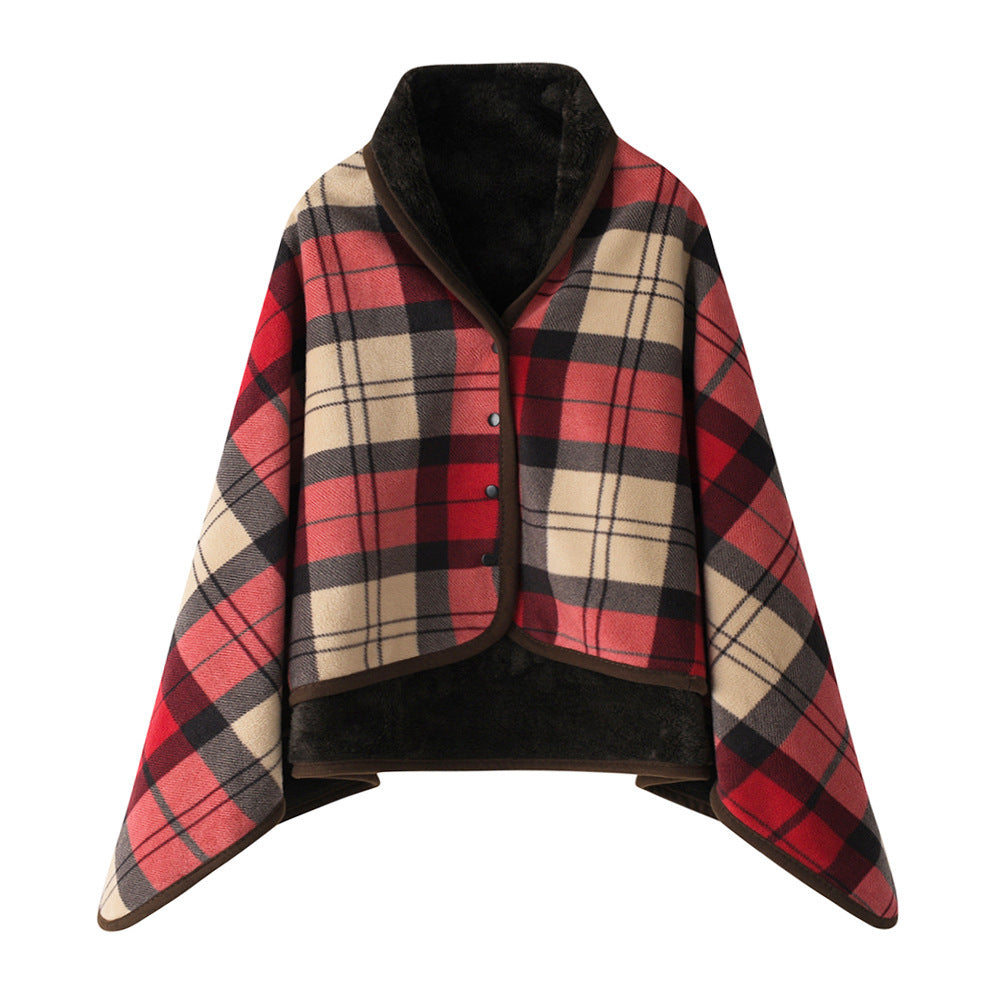 Damer elegant og komfortabel fleece poncho teppe Skanto