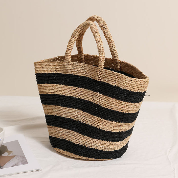 Flettet strandbag med moderne striper mønster Skanto
