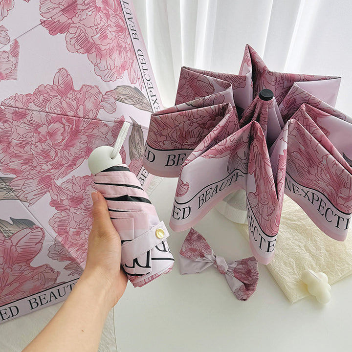Dame kompakt paraply med blomstermotiv Skanto