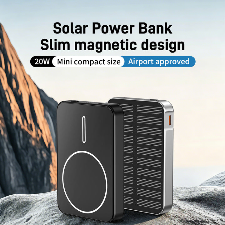 Solcelledrevet powerbank med hurtiglading og LED-lys Skanto