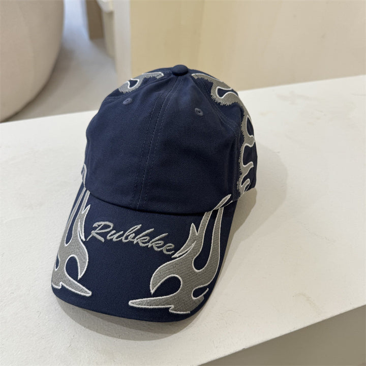 Herre Grafisk Flamme-Brodert Baseball Caps Skanto