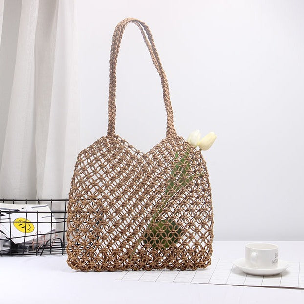 Strukturert Rattan-Handlebag Skanto