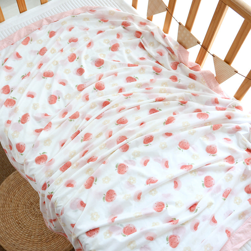 Unisex nan koselig babysengteppe laget av bomullsmuslin med pustende fyll og satinert kant Skanto