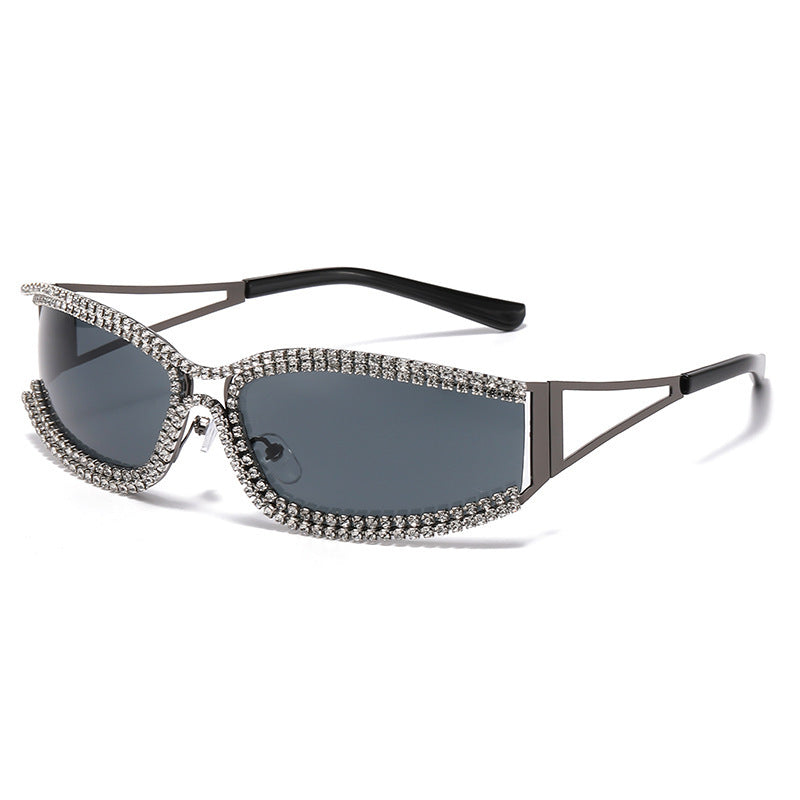 Dame Cat-Eye solbriller med glitrende krystallramme Skanto