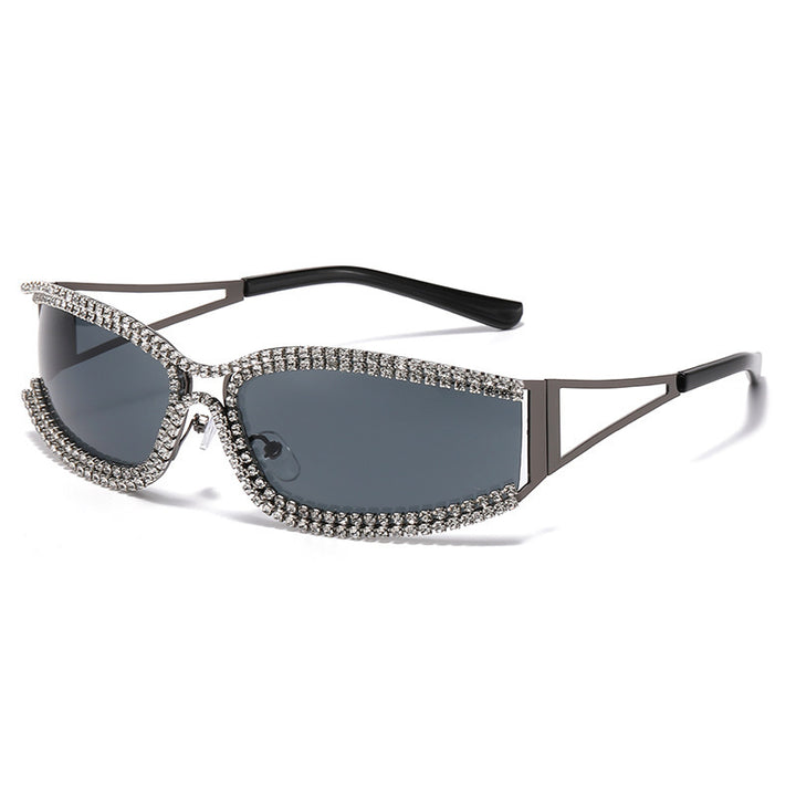 Dame Cat-Eye solbriller med glitrende krystallramme Skanto