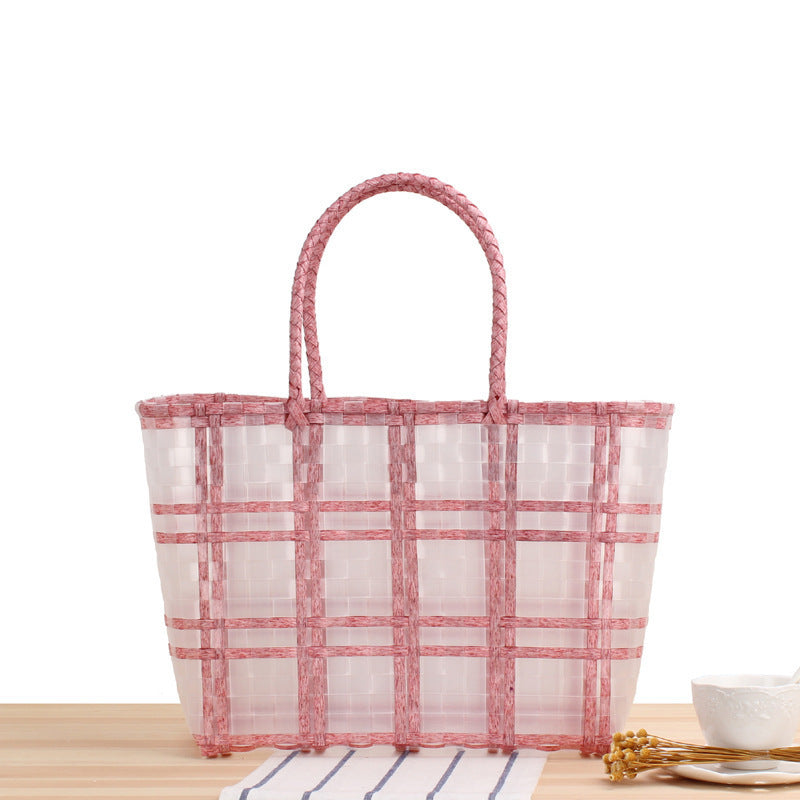 Tote bag with transparent window and braided handles Skanto
