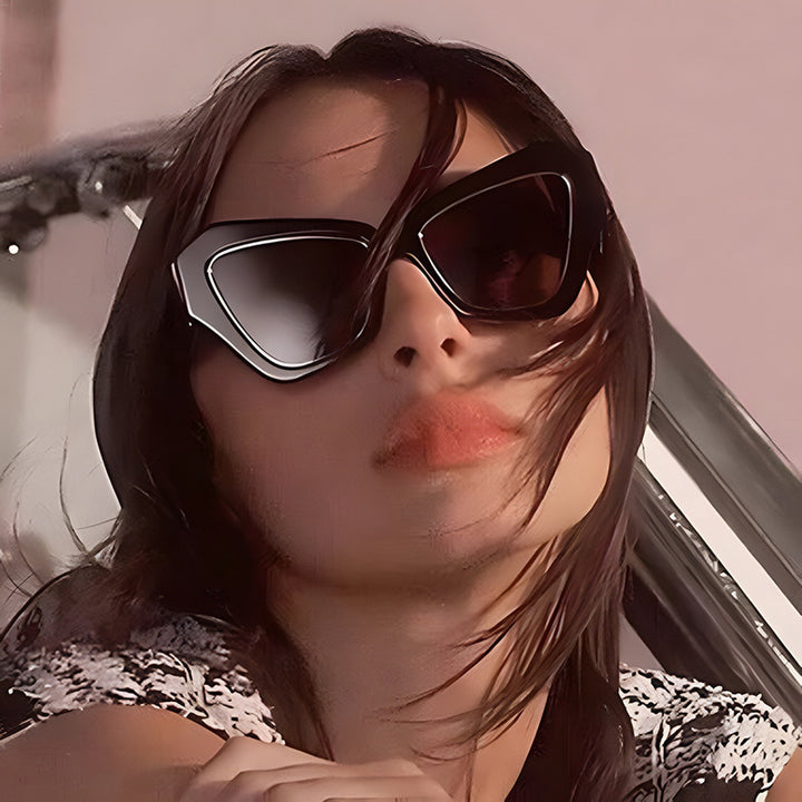 Dame trendy Cat-Eye solbriller med elegant ramme og UV-beskyttelse Skanto
