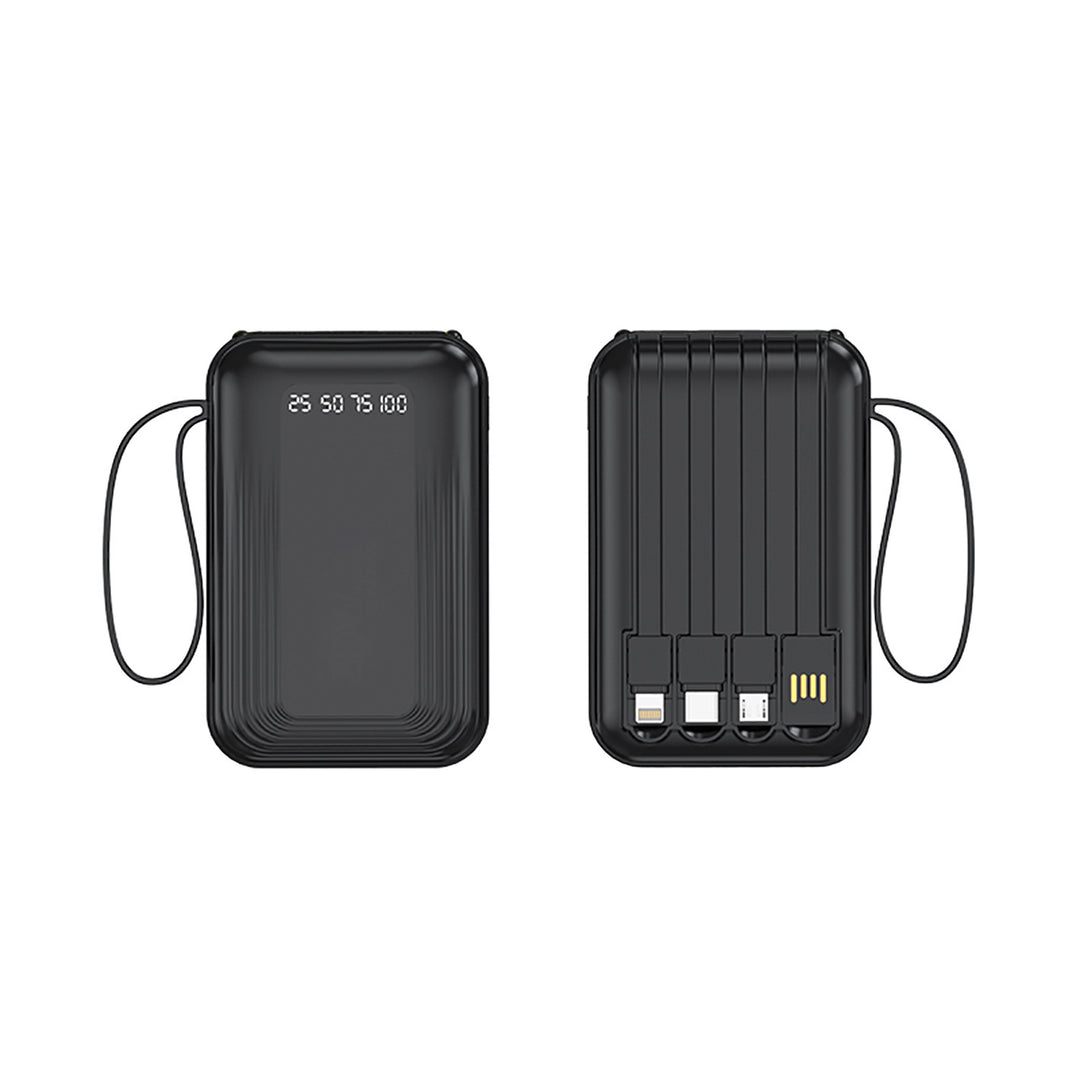 Multifunksjonell powerbank med integrert kabelsystem Skanto