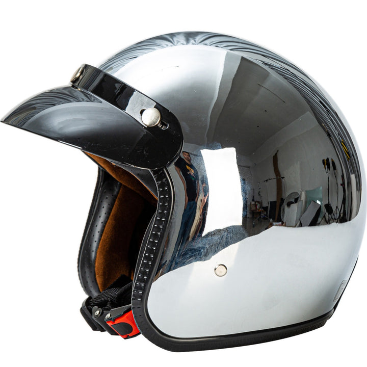 Retro Chrome Motorsykkelhjelm Skanto