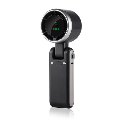 Unisex nan faltbar bladløs håndventilator med digitalt batteriindikator justerbart vippehode USB-C ladeport Skanto