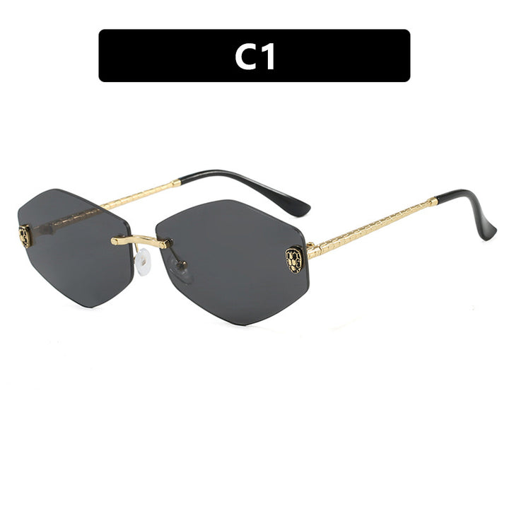 Dame geometrisk solbrille i moderne design med elegant metallramme Skanto