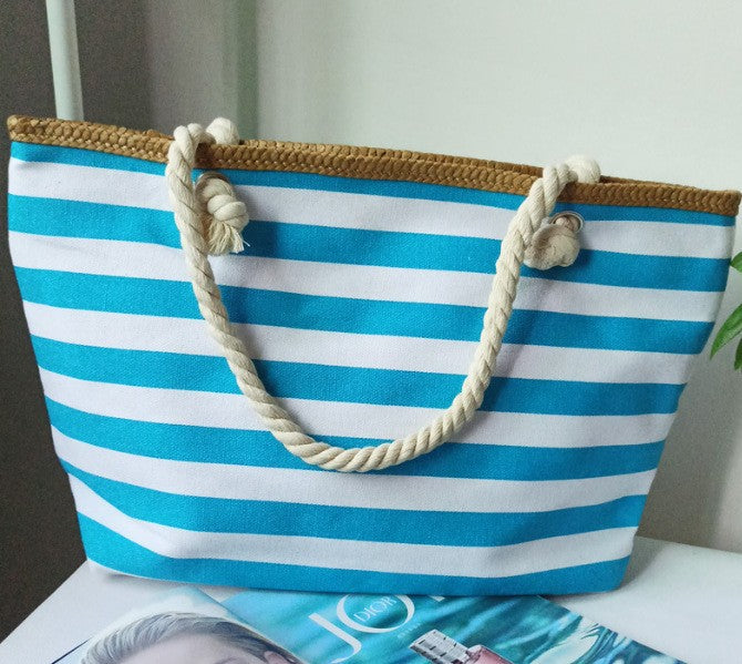 Strandveske med maritim stripe design Skanto