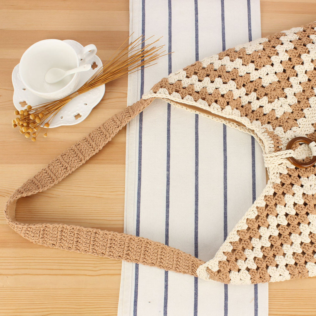 Håndlaget Macramé skulderveske Skanto