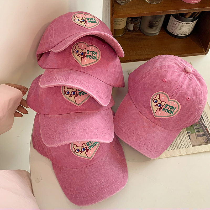 Kvinne Casual Brodert Katt Caps Skanto