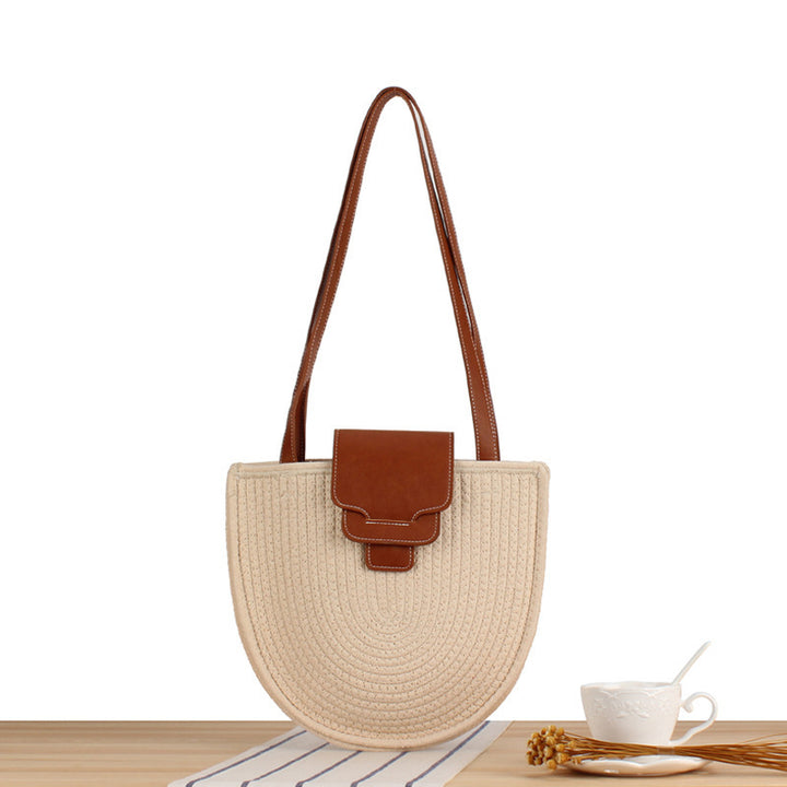 Flettet tote bag med elegant lærdetalj Skanto