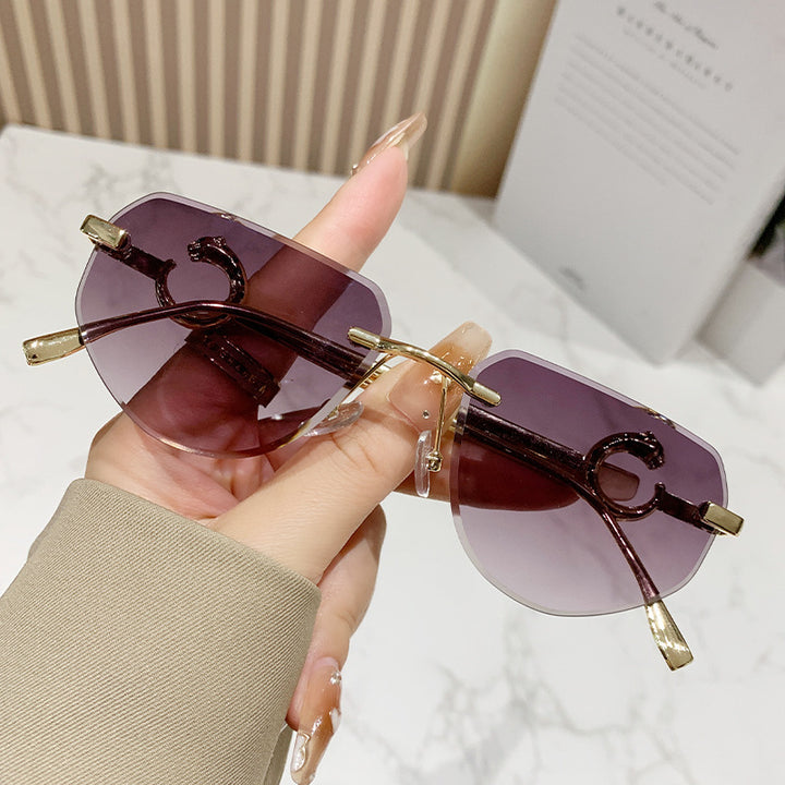 Dame trendy stilige solbriller i moderne design med filigran metallramme Skanto
