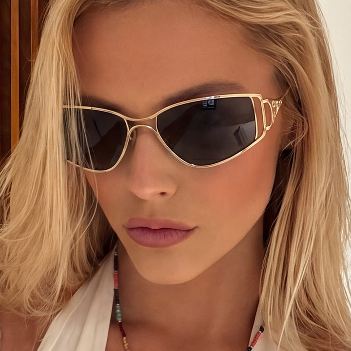 Dame eksklusive Cat-Eye solbriller med elegante dekorasjoner Skanto