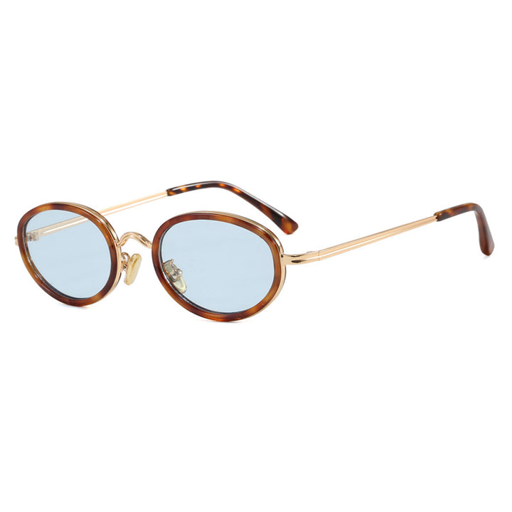Dame elegant rund solbrille med moderne metallramme Skanto