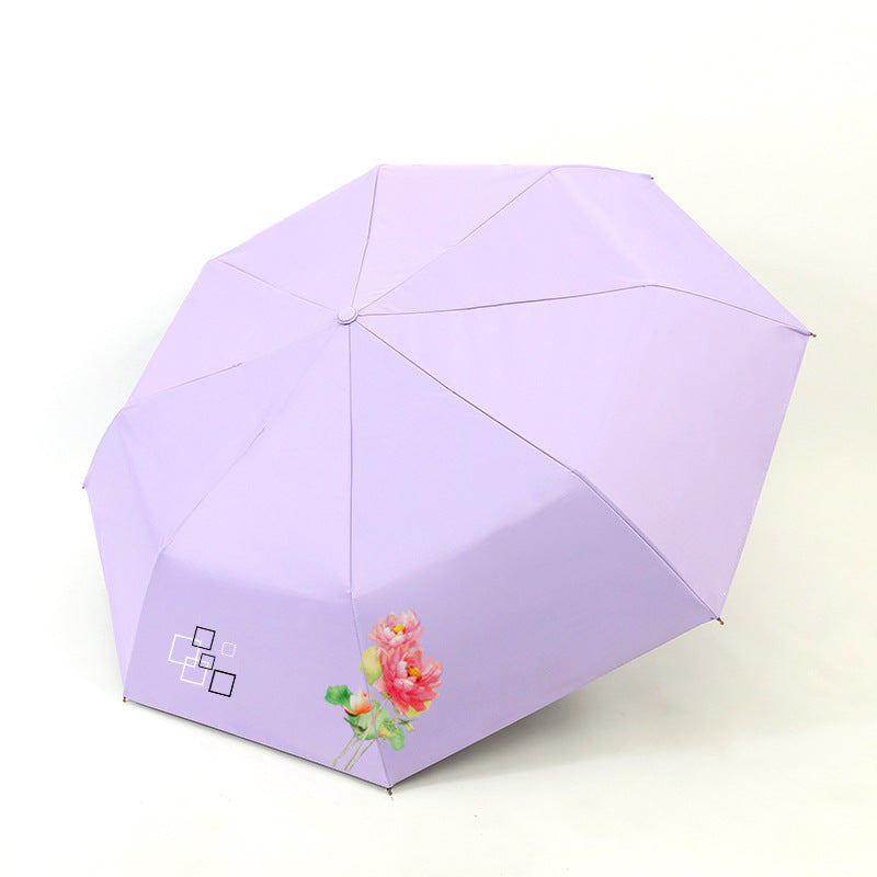 Kvinnes sammenleggbare paraply med elegant blomsterdesign Skanto
