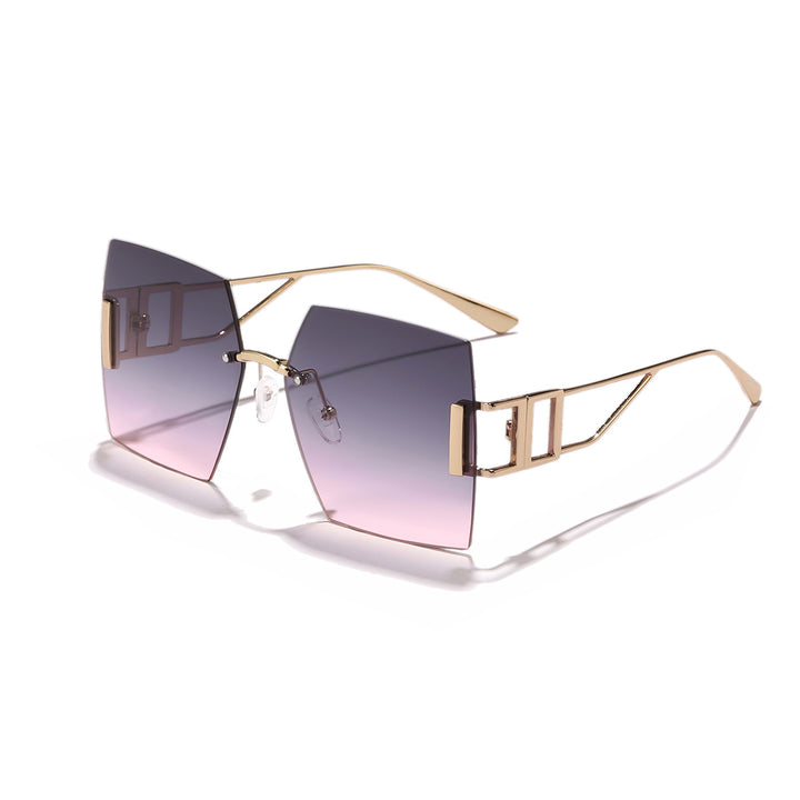 Dame kvadratisk solbrille med luksuriøs metallramme Skanto