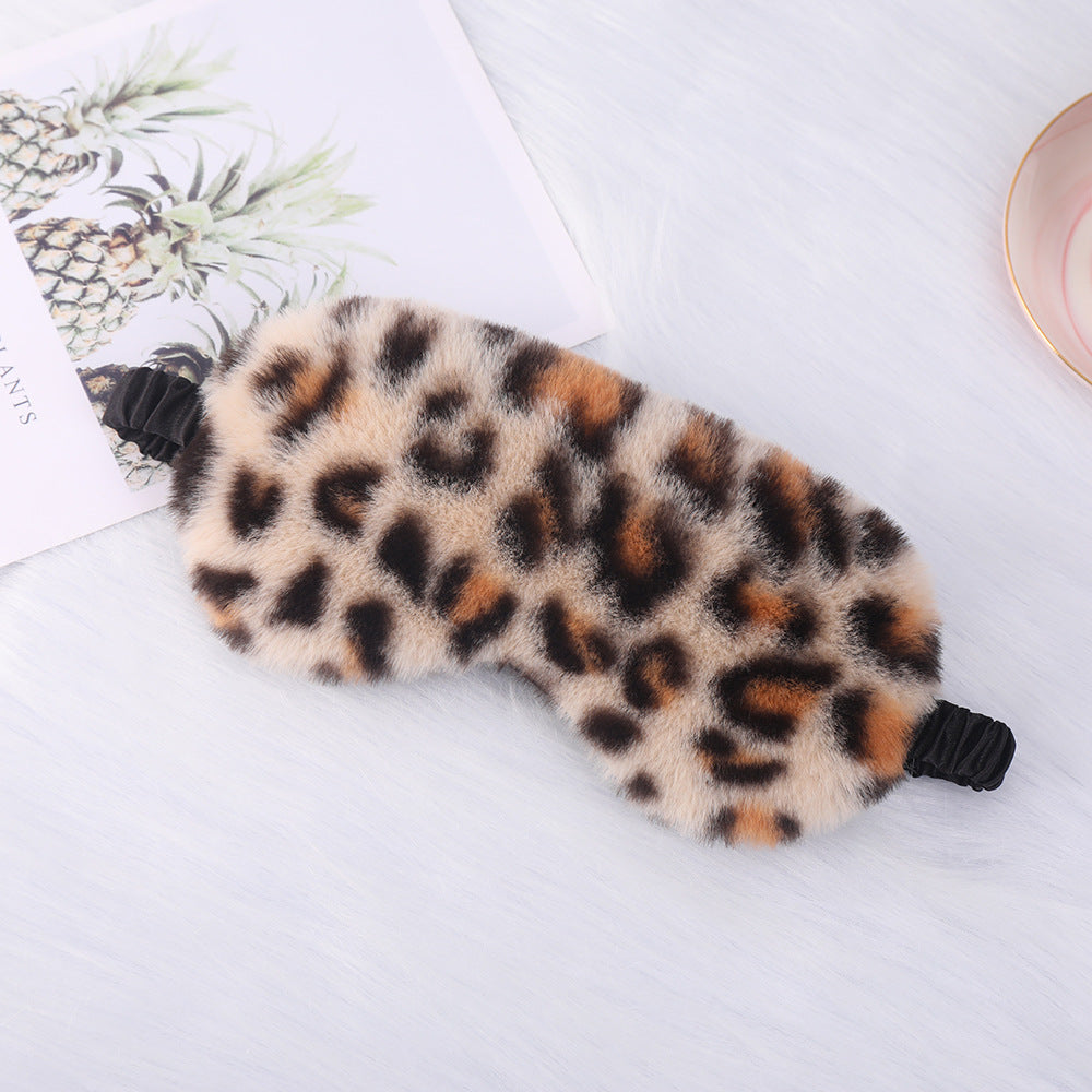 Dame nan luksuriøs kunstpels sovemaske med leopardmønster, ekstra myk polstring og elastisk komfortbånd Skanto