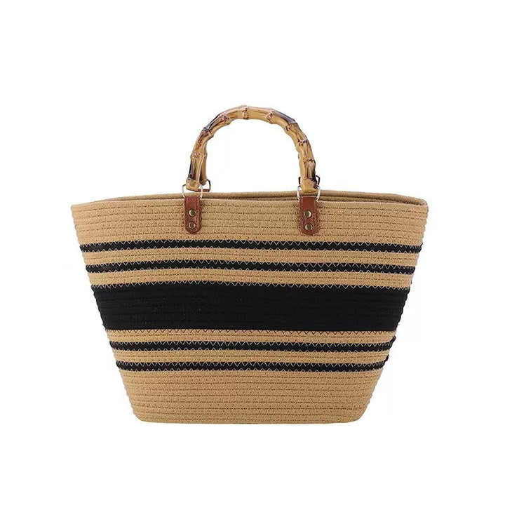 Praktisk strandbag med bambushåndtak Skanto
