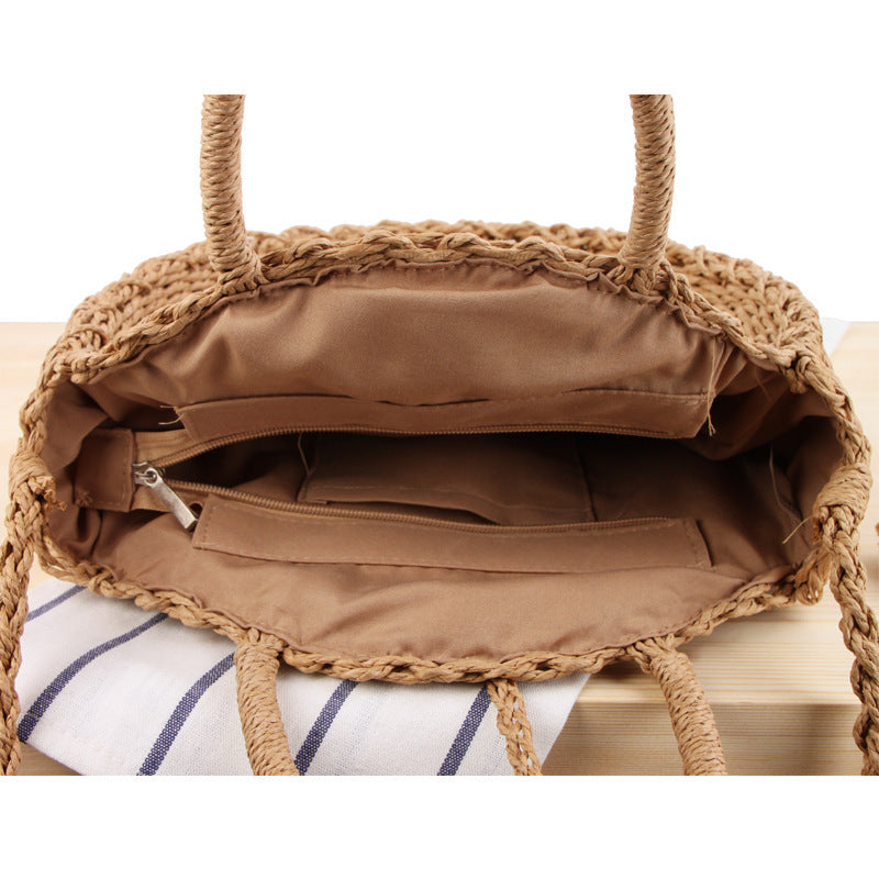 Hand-knotted shoulder bag in round design Skanto