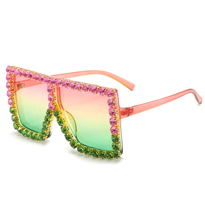 Dame moteriktig solbrille med strassdekorsjon Skanto